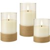 Set di 3 Candele a LED in Vera Cera Bianca in Vetro e Canapa con Timer I-LED-CANDLES3WH
