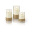 Set di 3 Candele a LED in Vera Cera Bianca in Vetro e Canapa con Timer