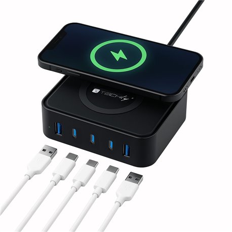 Stazione di Ricarica Wireless 65W 3xUSB-C™ e 2xUSB-A I-CHARGE-WR65AC