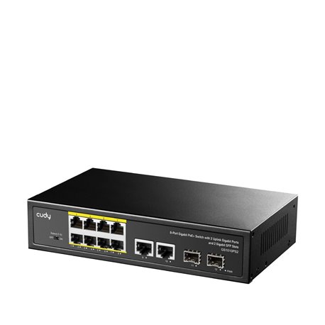 Switch Gigabit PoE+ 8 Porte con 2 Uplink GBE e 2 Gigabit SFP