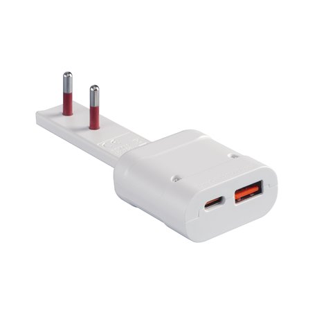 Spina Italiana Ultrapiatta USB tipo A e USB-C™ 2P+T250V 10A 20W