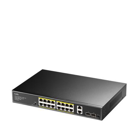 Switch Gigabit PoE+ 16 Porte con 2 Uplink GBE e 2 Gigabit SFP