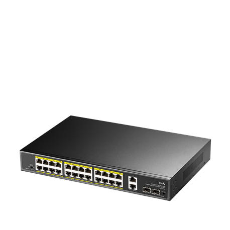 Switch Gigabit PoE+ 24 Porte con 2 Uplink GBE e 2 Gigabit SFP