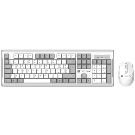 Kit Tastiera e Mouse 1600 Dpi Wireless Bianco e Grigio ICTWC008GYW