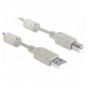 Cavo USB 2.0 A M / B M 1.8m con Ferrite Doppia Schermatura Grigio ICOC U-AB-18-U2-FER