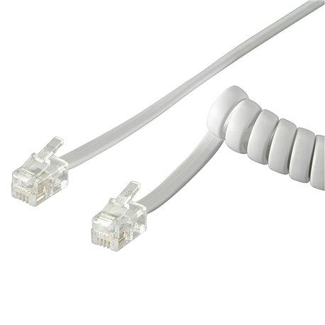 Cavo Telefonico Spiralato per Cornetta 2mt RJ10 4P4C Bianco ICOC MD-44-02SWG