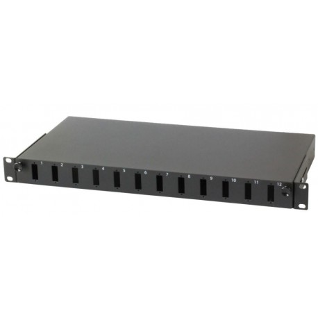 Cassetto Rack 19'' Fibra Ottica 12 porte SC Duplex Nero I-CASE FO-12SCD