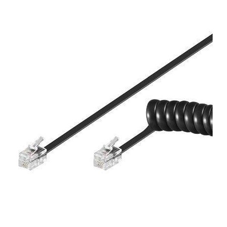 Cavo telefonico spiralato per cornetta 2mt RJ10 4P4C Nero ICOC MD-44-02SBK