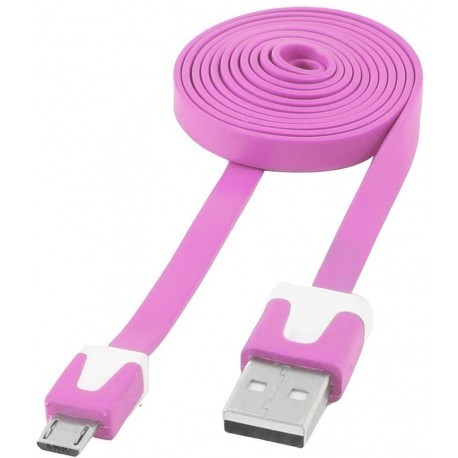 Cavo Flat USB AM a Micro USB M Rosa 1m ICOC MUSB-A-FLR