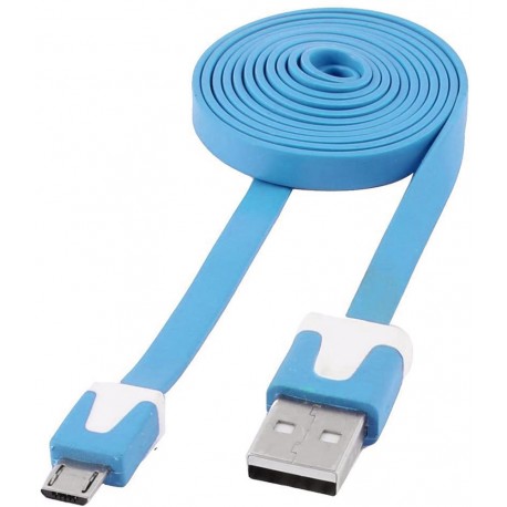 Cavo Flat USB AM a Micro USB M Azzurro 1m ICOC MUSB-A-FLBL