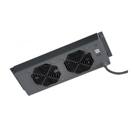 Gruppo di 2 Ventole a Soffitto Senza Termostato per Rack 19'' Nero