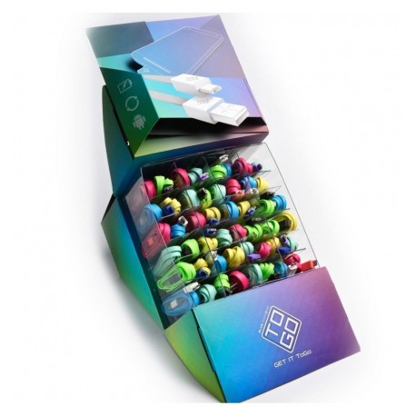 Espositore 48 Cavi Flat USB A / Micro USB B Multicolor