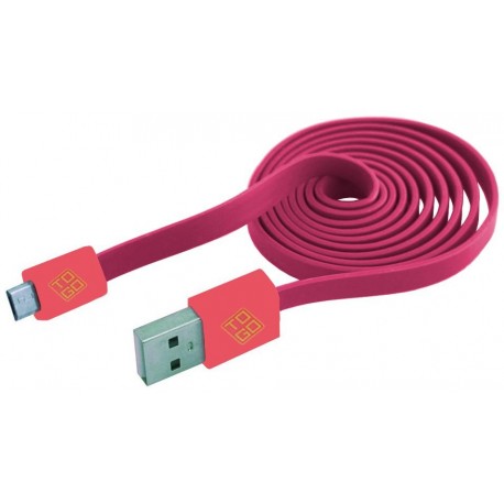 Cavo Flat USB AM a Micro USB M 1m A Rosa / Corallo ICOC MUSB-FLP