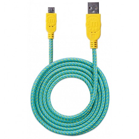 Cavo Micro USB Guaina Intrecciata USB/MicroUsb 1.8m Azzurro/Giallo ICOC MUSB-A-018BYB