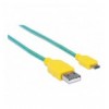 Cavo Micro USB Guaina Intrecciata USB/MicroUsb 1.8m Azzurro/Giallo