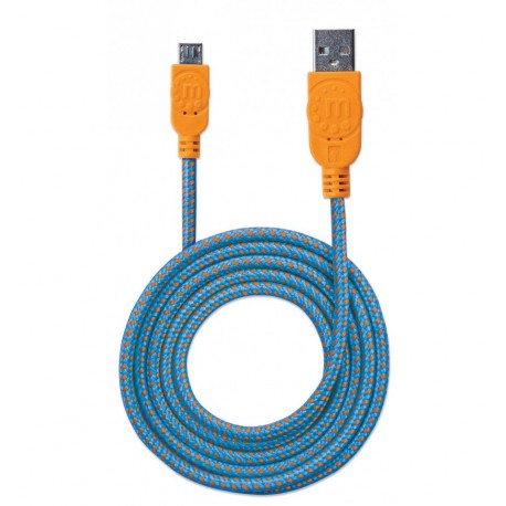 Cavo Micro USB Guaina Intrecciata USB/MicroUsb 1.8m Blu/Arancione ICOC MUSB-A-018BBO