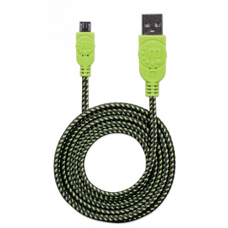 Cavo Micro USB Guaina Intrecciata USB/MicroUsb 1.8m Nero/Verde ICOC MUSB-A-018BBG