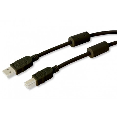 Cavo USB 2.0 A M / B M 1.8m con Ferrite Doppia Schermatura Nero ICOC U-AB-18-U2-FBK