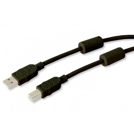 Cavo USB 2.0 A M / B M 3m con Ferrite Doppia Schermatura Nero ICOC U-AB-30-U2-FBK