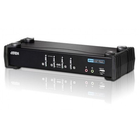 Switch KVM USB DVI a 4 Porte con Audio e Hub USB