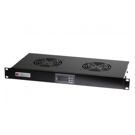 Gruppo 2 Ventole 1U per Rack 19'' con Termostato LED Nero I-CASE FAN-TC2B