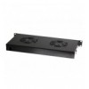 Gruppo 2 Ventole 1U per Rack 19'' con Termostato LED Nero