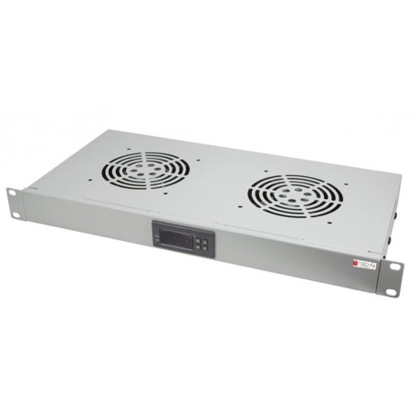 Gruppo 2 Ventole 1U per Rack 19'' con Termostato LED Grigio I-CASE FAN-TC2G