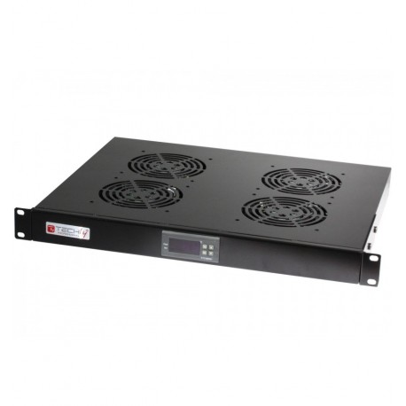 Gruppo 4 Ventole 1U per Rack 19'' con Termostato LED Nero I-CASE FAN-TC4B