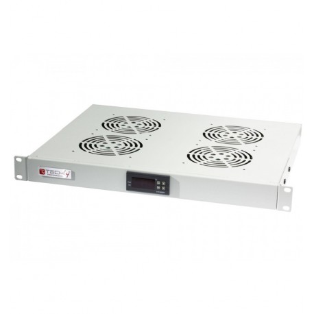 Gruppo 4 Ventole 1U per Rack 19'' con Termostato LED Grigio I-CASE FAN-TC4G