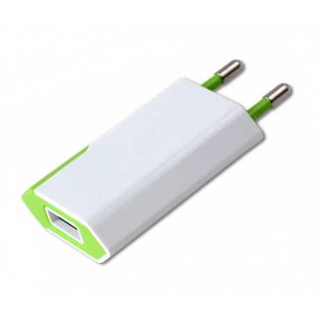 Caricatore USB 1A Compatto Spina Europea Bianco/Verde IPW-USB-ECWG