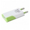 Caricatore USB 1A Compatto Spina Europea Bianco/Verde