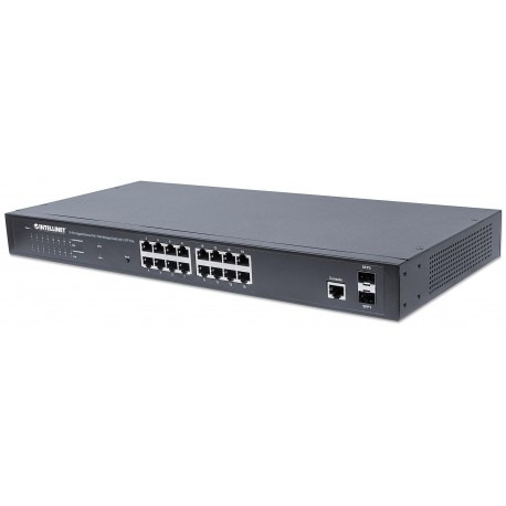 Switch Gigabit Ethernet 16 Porte PoE+ Web-Managed con 2 porte SFP I-SWHUB POE-198