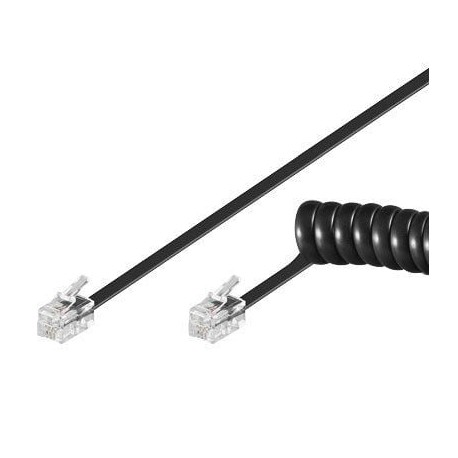 Cavo telefonico spiralato 4mt RJ10 4P4C Nero ICOC MD-44-04SBKP