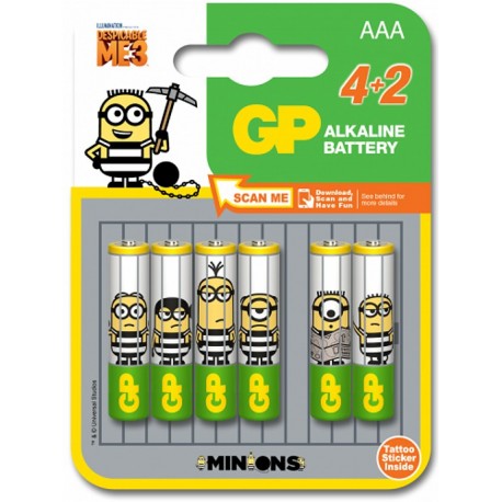 Blister 4+2 Batterie Alcaline AAA MiniStilo GP Minions IC-GP151250