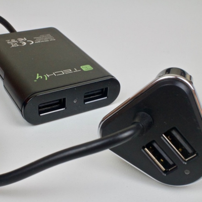 Caricatore da Auto 2 USB + 2 USB per Passeggeri Posteriori 4